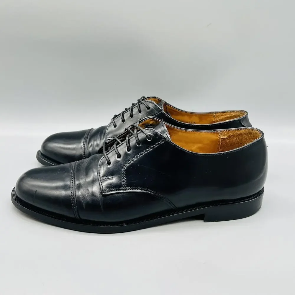 Cole Haan Shoes Men 8.5 Black Leather Cap Toe Derby Oxford Dress Slip On Classic